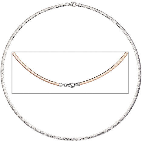 Halsreif Halskette Collier 925 Silber rotgold vergoldet beidseitig tragbar 45 cm