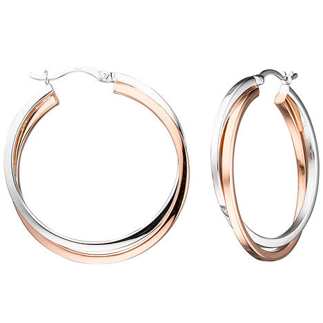 Creolen rund 925 Sterling Silber bicolor vergoldet Ohrringe