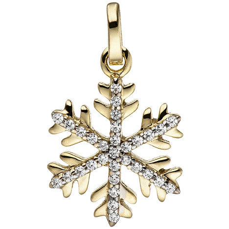 Anhänger Schneeflocke 333 Gold Gelbgold bicolor mit Zirkonia Goldanhänger