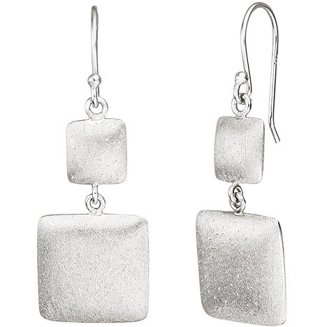 Ohrhänger quadratisch 925 Sterling Silber matt mattiert Ohrringe Silberohrringe