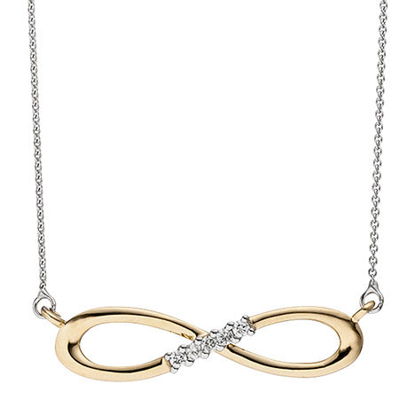 Collier Halskette Unendlich 585 Gold bicolor 5 Diamanten Brillanten Kette