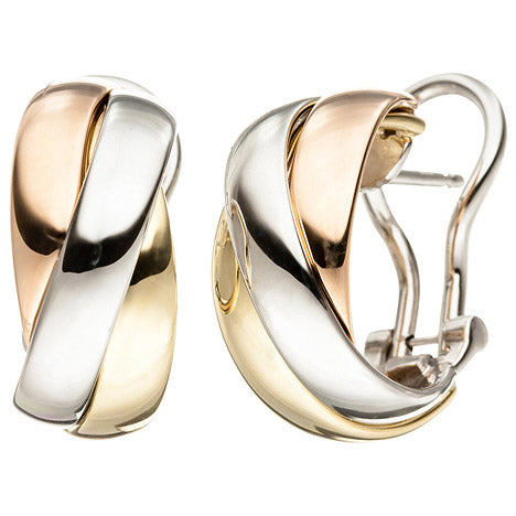 Creolen 585 Gold Gelbgold Weißgold Rotgold tricolor dreifarbig Ohrringe