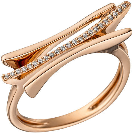 Damen Ring 585 Gold Rotgold 23 Diamanten Brillanten 0 07ct. Rotgoldring