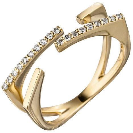 Damen Ring offen 585 Gold Gelbgold 19 Diamanten Brillanten 0 15ct. Goldring