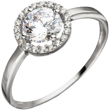 Damen Ring 333 Gold Weißgold 21 Zirkonia Weißgoldring