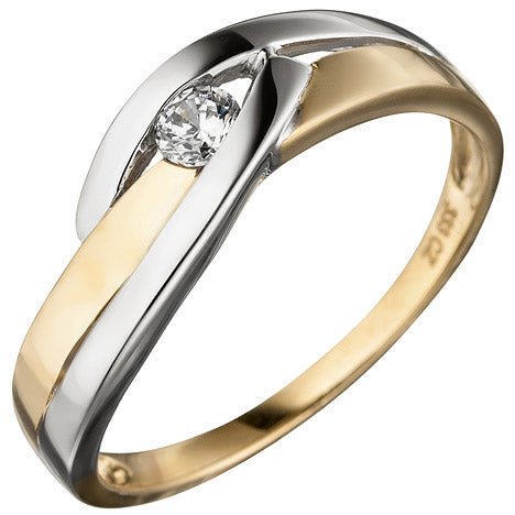 Damen Ring 333 Gold Gelbgold bicolor Zirkonia Goldring – GOETTGEN