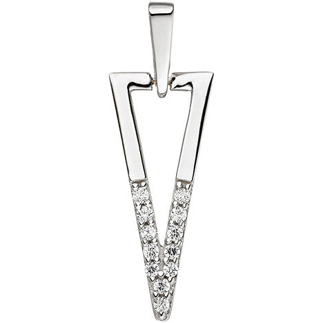 Anhänger dreieckig 333 Gold Weißgold 12 Zirkonia Weißgoldanhänger