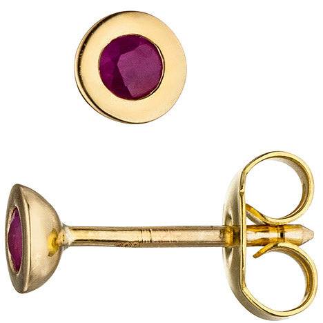 Ohrstecker 333 Gold Gelbgold 2 Rubine rot Ohrringe Goldohrringe Rubinohrringe