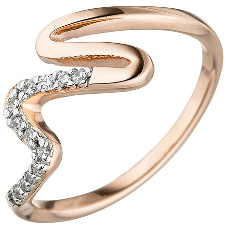 Damen Ring 925 Sterling Silber rotgold vergoldet 13 Zirkonia