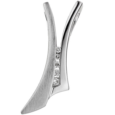 Anhänger 585 Gold Weißgold teil matt 5 Diamanten Brillanten Weißgoldanhänger