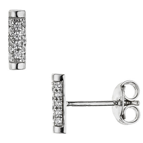Ohrstecker Stab 925 Sterling Silber 28 Zirkonia Ohrringe Silberohrringe