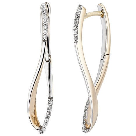Creolen 585 Gold Gelbgold bicolor 28 Diamanten Brillanten 0 12ct. Ohrringe