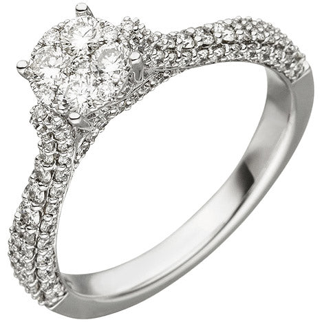 Damen Ring 585 Gold Weißgold 119 Diamanten Brillanten 1 04ct. Diamantring