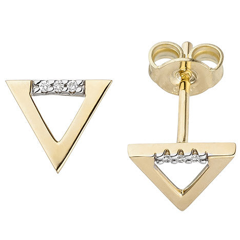 Ohrstecker Dreieck 585 Gold Gelbgold 6 Diamanten Brillanten 0 02ct. Ohrrringe