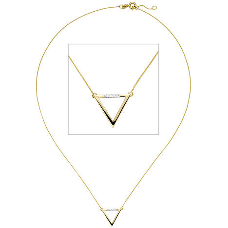 Collier Halskette Dreieck 585 Gold Gelbgold 5 Diamanten Brillanten 42 cm Kette