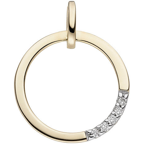 Anhänger 585 Gold Gelbgold 5 Diamanten Brillanten Goldanhänger Diamantanhänger