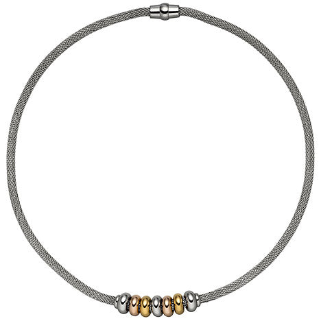 Collier Kette mit Anhänger Edelstahl tricolor 45 cm Strumpfkette