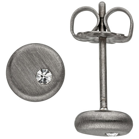 Ohrstecker rund aus Titan matt mit SWAROVSKI® ELEMENTS Titanohrstecker 5 8 mm