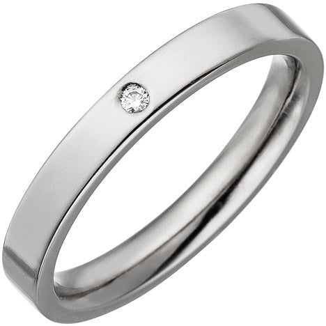 Partner Ring schmal aus Titan 1 Diamant Brillant Partnerring Titanring