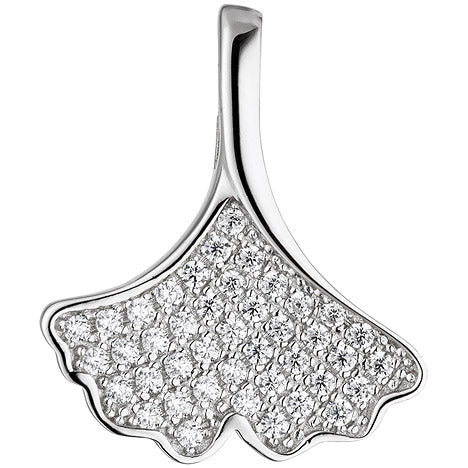 Anhänger Ginko Ginkgo 925 Sterling Silber mit Zirkonia Silberanhänger