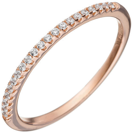 Damen Ring schmal 925 Sterling Silber rotgold vergoldet mit Zirkonia
