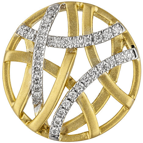 Anhänger rund 585 Gold Gelbgold bicolor matt 31 Diamanten Brillanten