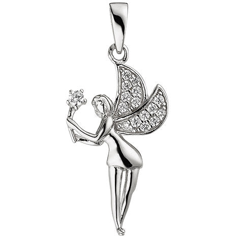 Anhänger Elfe Fee 925 Sterling Silber 16 Zirkonia Silberanhänger