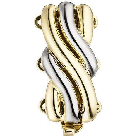 Schließe 3-reihig 585 Gold Gelbgold bicolor Kettenverschluss