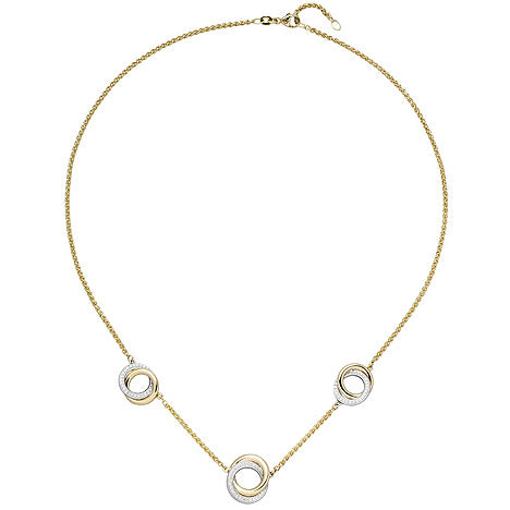 Collier Halskette 585 Gold Gelbgold Weißgold bicolor 82 Diamanten 45 cm
