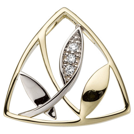 Anhänger 585 Gold Gelbgold Weißgold bicolor 3 Diamanten Brillanten 0 03ct.