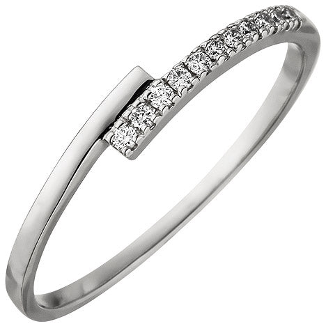 Damen Ring 585 Gold Weißgold 11 Diamanten Brillanten 0 08ct. Weißgoldring