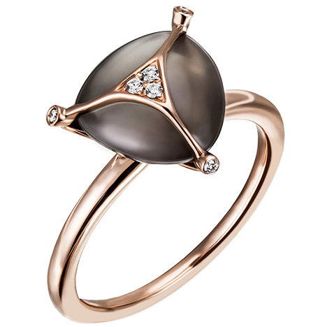 Damen Ring 585 Gold Rotgold 1 Monstein grau 6 Diamanten Brillanten Mondsteinring
