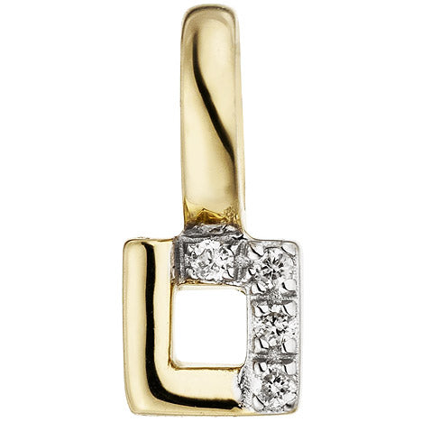 Anhänger 585 Gold Gelbgold 4 Diamanten Brillanten Goldanhänger eckig