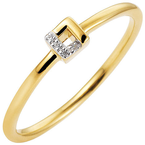 Damen Ring schmal 585 Gold Gelbgold bicolor 4 Diamanten Brillanten Goldring