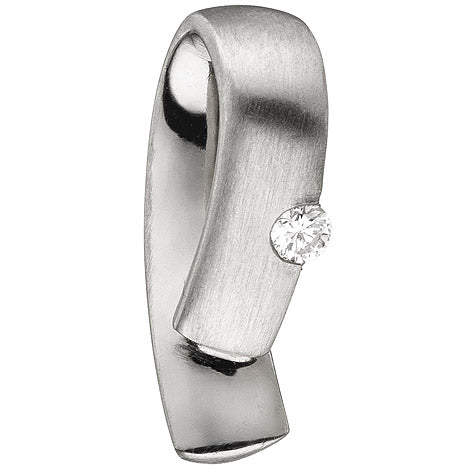 Anhänger 950 Platin teil matt 1 Diamant Brillant 0 06ct. Platinanhänger