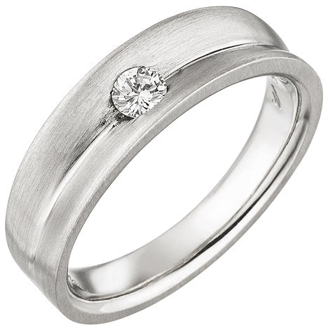 Damen Ring 950 Platin matt 1 Diamant Brillant 0 13ct. Platinring