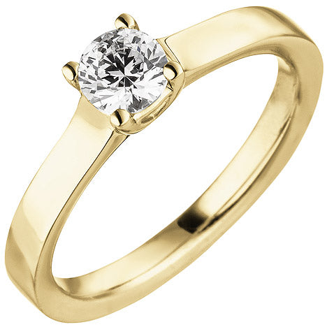 Damen Ring 585 Gold Gelbgold 1 Diamant Brillant 0 50 ct.Diamantring Solitär