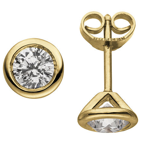 Ohrstecker rund 585 Gold Gelbgold 2 Diamanten Brillanten 1 00 ct. Ohrringe