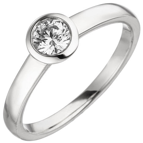 Damen Ring 585 Gold Weißgold 1 Diamant Brillant 0 25 ct. Diamantring Solitär