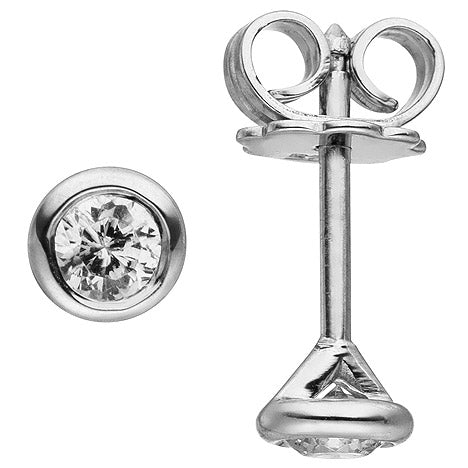 Ohrstecker rund 585 Gold Weißgold 2 Diamanten Brillanten 0 14 ct. Ohrringe