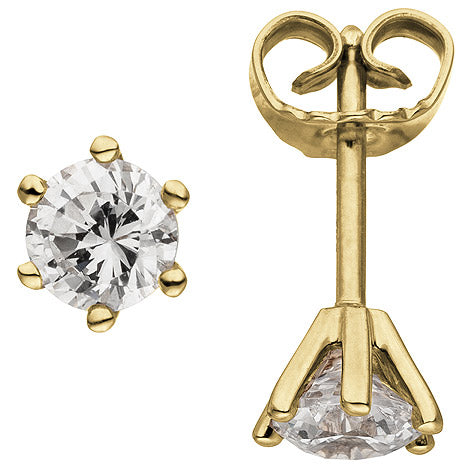 Ohrstecker 585 Gold Gelbgold 2 Diamanten Brillanten 1 00 ct. Ohrringe