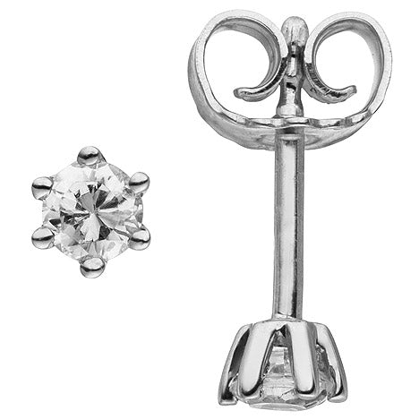 Ohrstecker 585 Gold Weißgold 2 Diamanten Brillanten 0 24 ct. Ohrringe