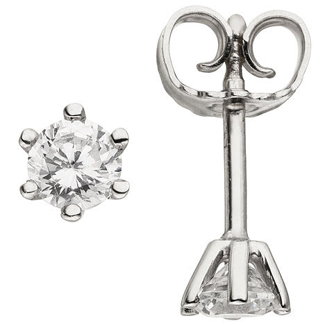 Ohrstecker 585 Gold Weißgold 2 Diamanten Brillanten 0 50 ct. Ohrringe