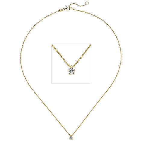 Collier Kette mit Anhänger 585 Gold Gelbgold 1 Diamant Brillant 0 15 ct. 45 cm
