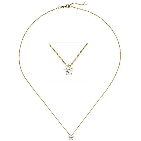 Collier Kette mit Anhänger 585 Gold Gelbgold 1 Diamant Brillant 0 70 ct. 45 cm