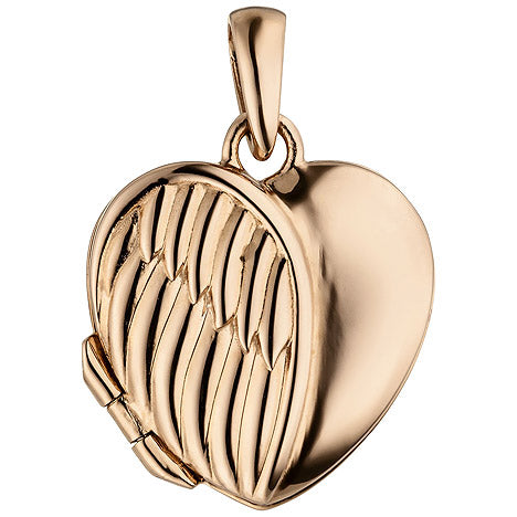 Medaillon Herz Flügel zum Öffnen für 1 Foto 925 Silber vergoldet Herzanhänger