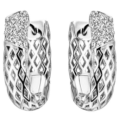Creolen 925 Sterling Silber 32 Zirkonia Ohrringe Silbercreolen Silberohrringe