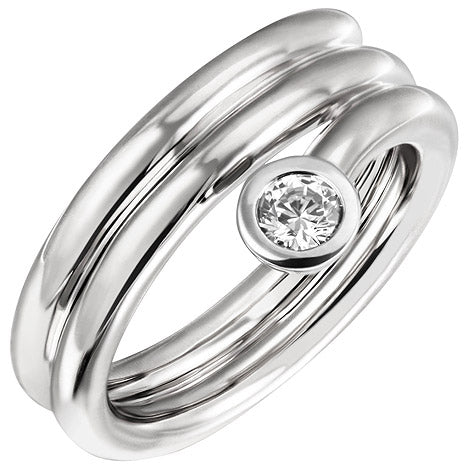 Damen Ring 925 Sterling Silber 1 Zirkonia Silberring
