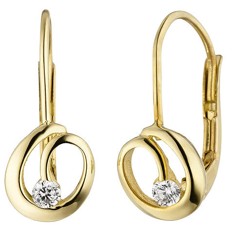Ohrhänger 333 Gold Gelbgold 2 Zirkonia Ohrringe Boutons Goldohrringe