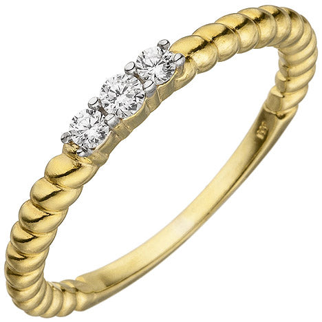 Damen Ring 333 Gold Gelbgold 3 Zirkonia Goldring